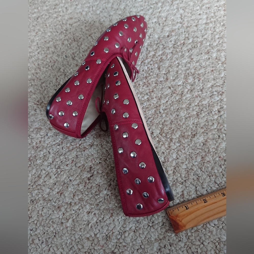 Loeffler Randall Landon Studded Leather Ballerina Flats in Burgundy size 6.5 - Picture 12 of 16